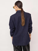 Donkerblauwe krijtstreep blazer naida