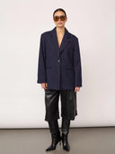 Donkerblauwe krijtstreep blazer naida