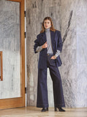 Donkerblauwe krijtstreep blazer naida