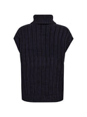 Donkerblauwe kabelgebreide spencer rowcc