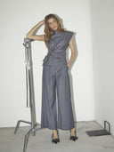 Grijze top met strikdetail sagacc