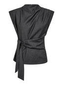 Grijze top met strikdetail sagacc