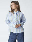Licht blauwe blouse amoracc stripe tie shirt