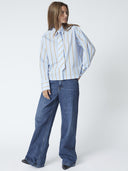 Licht blauwe blouse amoracc stripe tie shirt