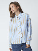 Licht blauwe blouse amoracc stripe tie shirt