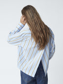 Licht blauwe blouse amoracc stripe tie shirt