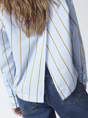 Licht blauwe blouse amoracc stripe tie shirt