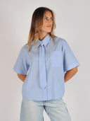 Lichtblauw gestreepte blouse simocc