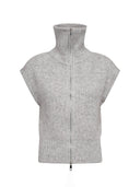 Lichtgrijs gebreid gilet rowcc