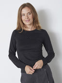 Zwarte longsleeve met lurex glitter mannycc