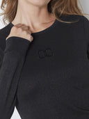 Zwarte longsleeve met lurex glitter mannycc