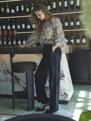 Zwarte aminacc logo shimmer ll pant