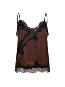 Donkerbruine top met kant iduncc lace top