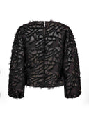 Zwarte kanten top met structuur millacc blouse