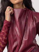 Donkerrode top gittcc pleat