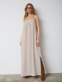 Beige maxi jurk evacc strap dress
