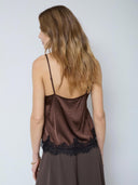 Donkerbruine top met kant iduncc lace top