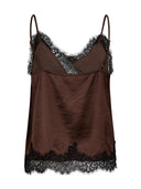 Donkerbruine top met kant iduncc lace top