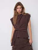 Bruine mouwloze glitter top esticc