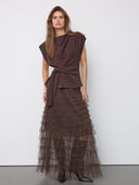 Bruine mouwloze glitter top esticc