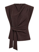 Bruine mouwloze glitter top esticc