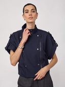 Donkerblauw mouwloos jacket lunacc