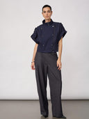 Donkerblauw mouwloos jacket lunacc
