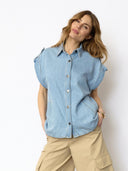 Mouwloze denim blouse sharoncc denim vest
