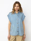 Mouwloze denim blouse sharoncc denim vest