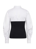 Witte blouse merciacc poplin mix knit