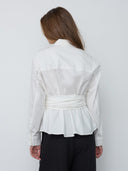Witte blouse met strikdetail halencc tie shirt
