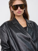 Zwarte crop faux leather blazer gittcc