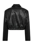 Zwarte crop faux leather blazer gittcc