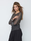 Zwarte mesh top met pailletten nasocc sequin