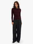 Bordeaux longsleeve met rib