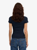 Aangesloten t-shirt met rib