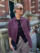 Donkerrode oversized linnen blouse