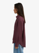 Donkerrode oversized linnen blouse