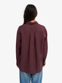 Donkerrode oversized linnen blouse