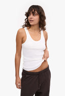 Basis tank top met rib