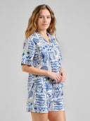 Blauwe blouse torup