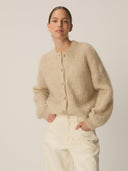 Beige gebreid vest alma