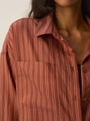 Gestreepte blouse jurk sand