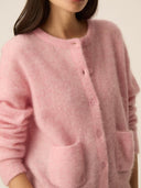 Roze gebreid vest dobilou