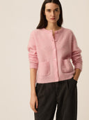 Roze gebreid vest dobilou