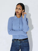 Blauwe geribde knit top eliza
