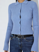 Blauwe geribde knit top eliza
