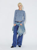 Blauw geribde longsleeve stella