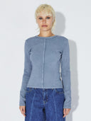 Blauw geribde longsleeve stella