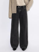 Donkergrijze wide leg jeans hill low relaxed